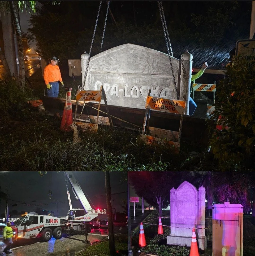 sign being installed